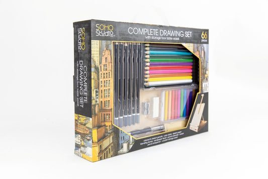 Complete Drawing Set with Storage Box Table Easel - 66pce