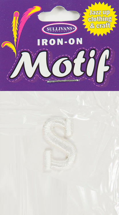 Iron On Motif Letter, White - 20mm - Sullivans