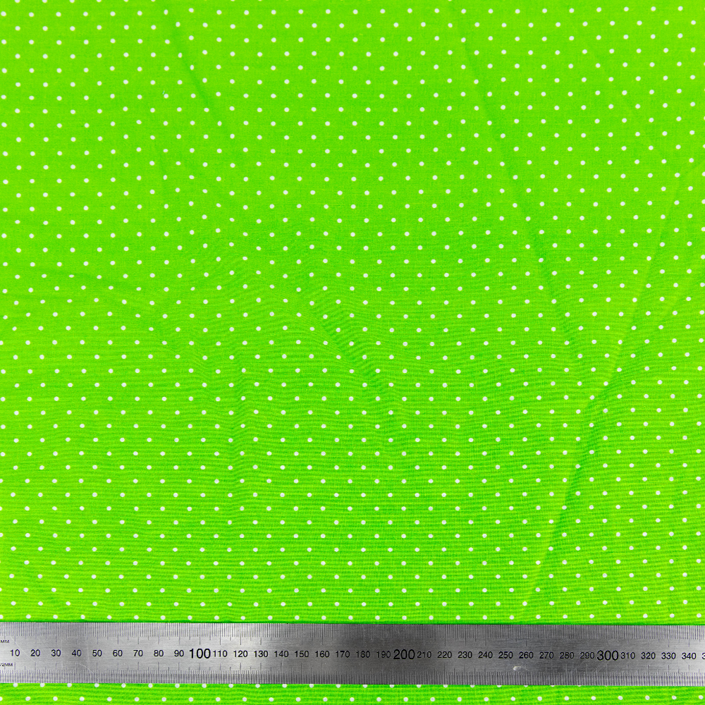 Print Craft & Quiltng Fabric, Green Pin Dot -Width 110cm