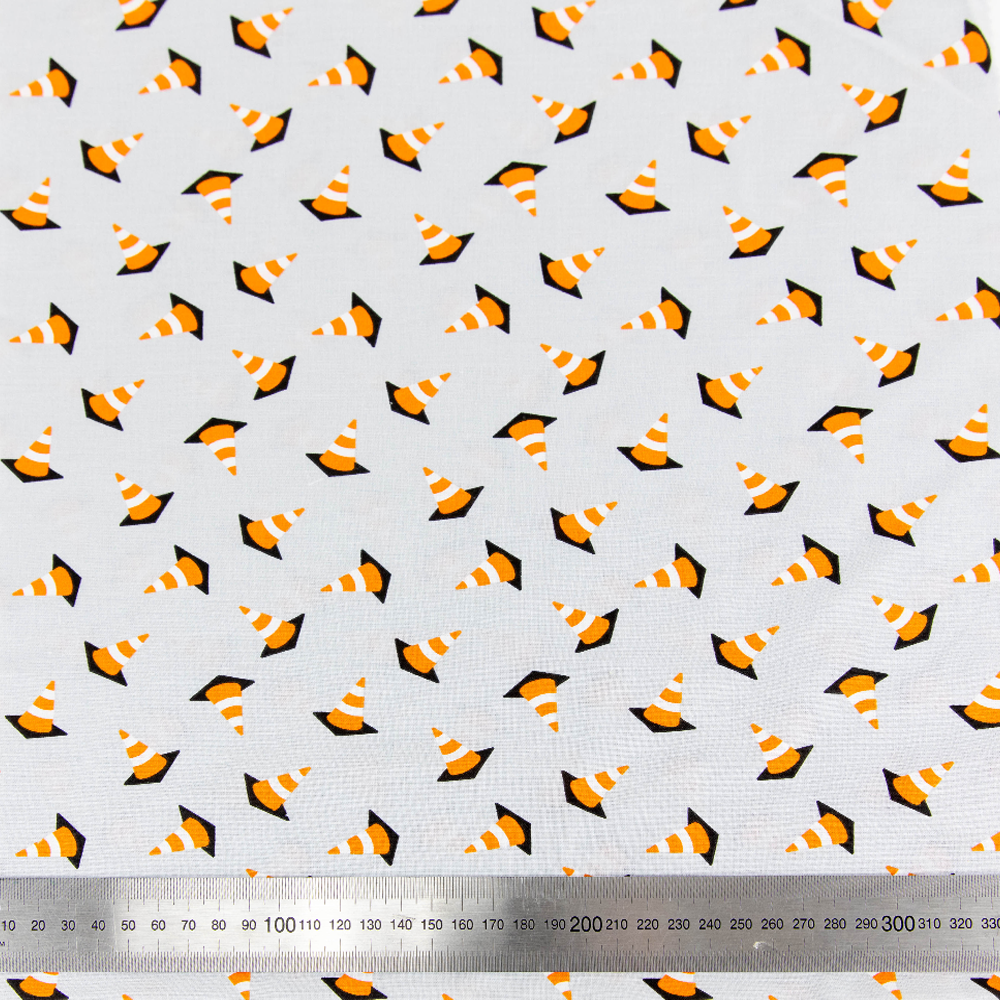 Print Craft & Quiltng Fabric, Construction Cone -Width 110cm