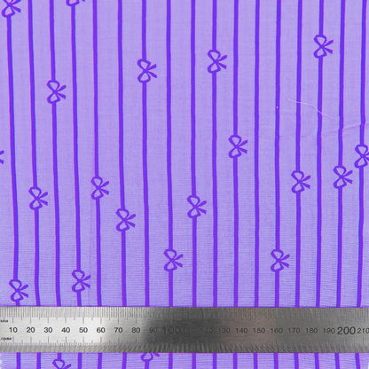 Print Craft & Quilting Fabric, Stripe & Bow -Width 110cm