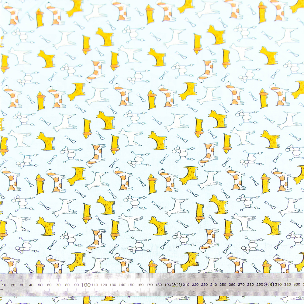 Print Craft & Quiltng Fabric, Illustrated Dog-Width 110cm