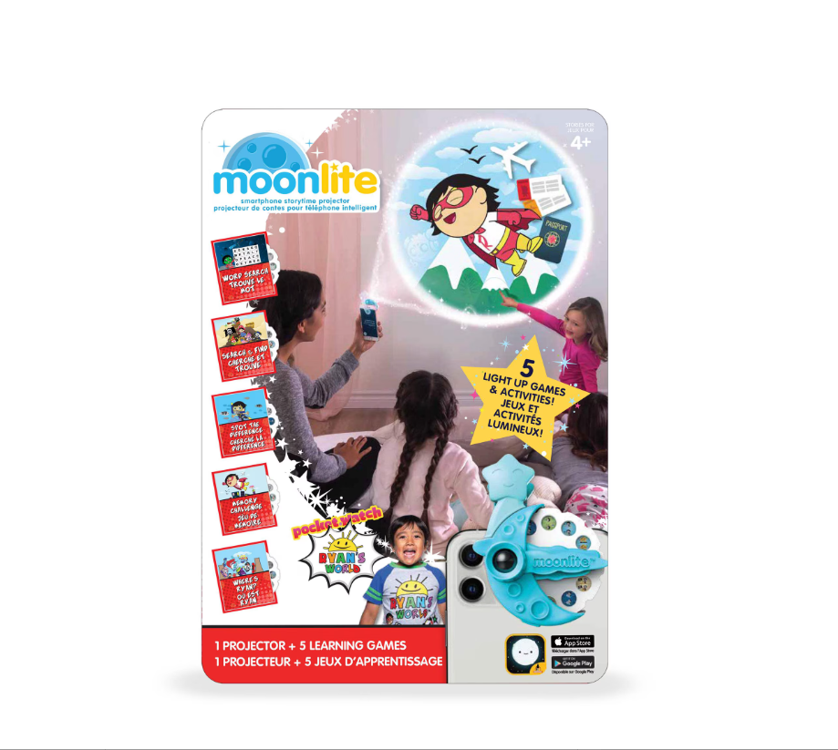 Moonlite Projector with 5 Ryan's World Memory and Reading Games