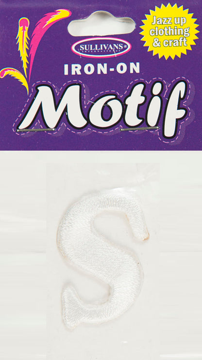 Iron On Motif Letter, White - 30mm - Sullivans