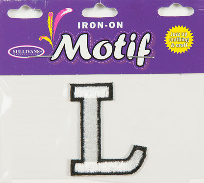Iron On Motif Letter, White - 45mm - Sullivans