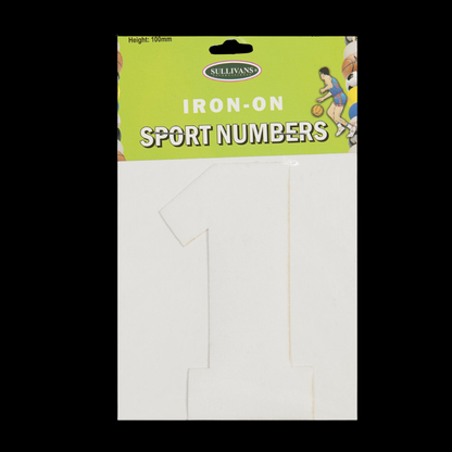 Sullivans Iron On Numbers, White- 10cm