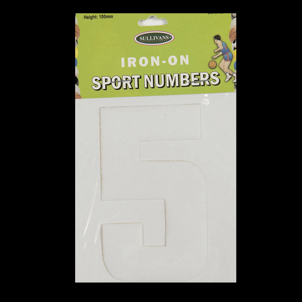 Sullivans Iron On Numbers, White- 10cm