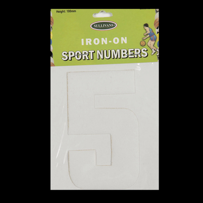 Sullivans Iron On Numbers, White- 10cm