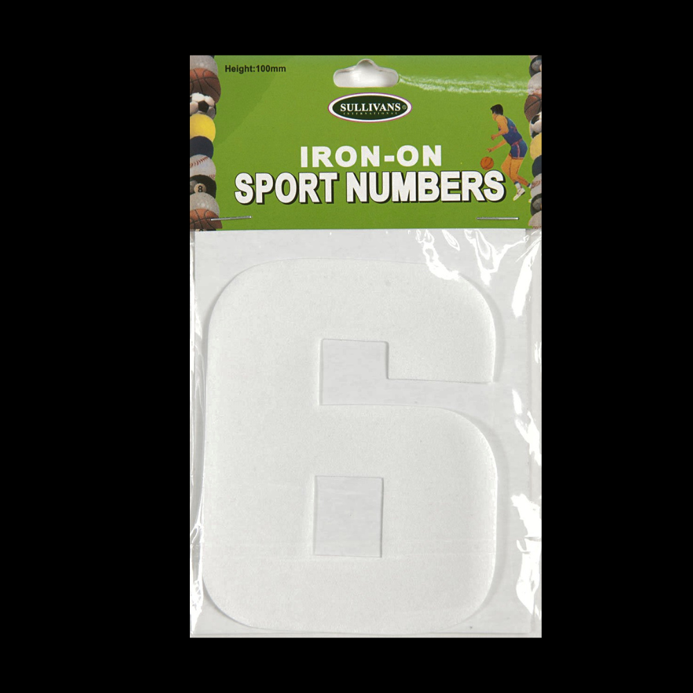 Sullivans Iron On Numbers, White- 10cm