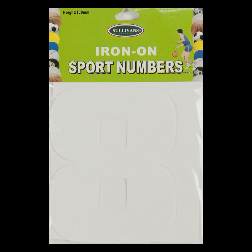 Sullivans Iron On Numbers, White- 10cm