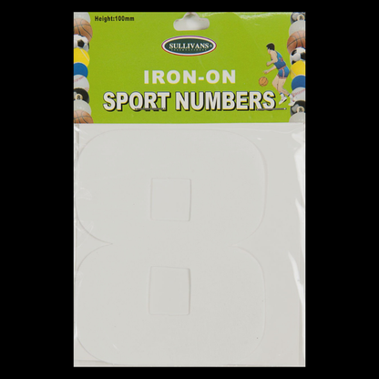 Sullivans Iron On Numbers, White- 10cm