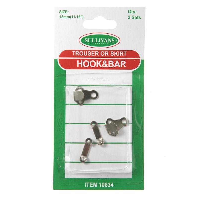 Sullivans Hook & Bar Size 18mm, Silver- 2 Sets
