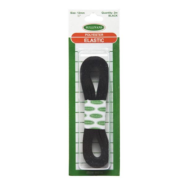 Sullivans Woven Elastic, Black- 12mm x 2m