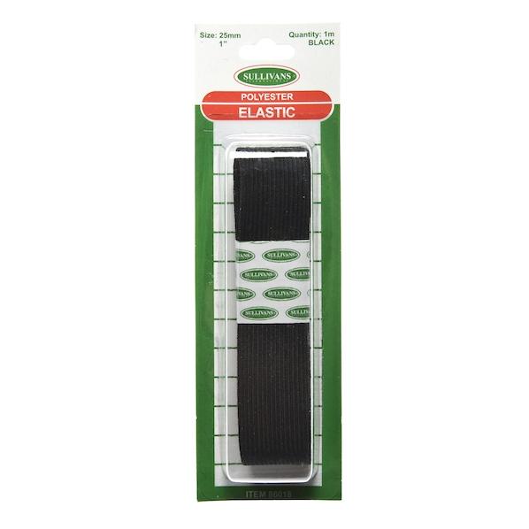 Sullivans Woven Elastic, Black- 25mm x 1m