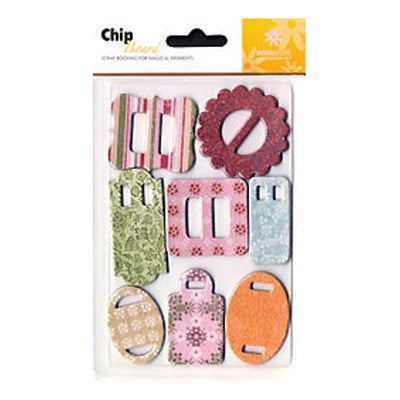 Scrapbook Chipboard Buckles 1, Pink- 8pk