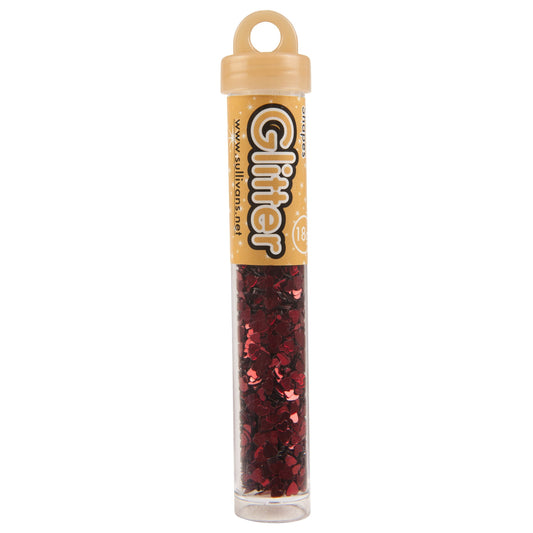 Sullivans Heart Shape Glitter, Red- 15g