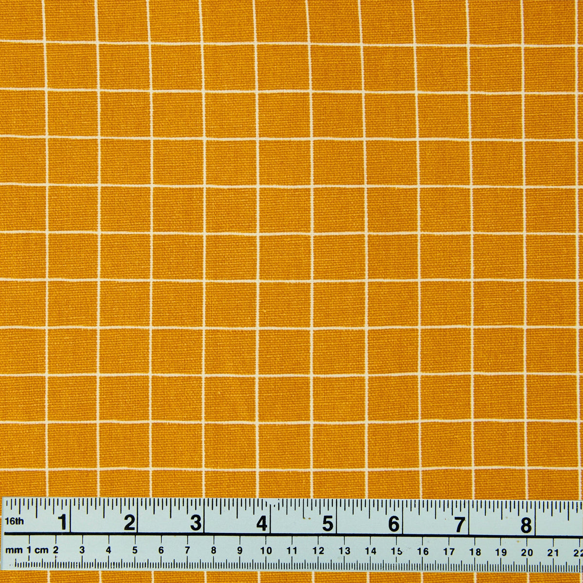 Cotton Duck Fabric, Mustard Check- Width 140cm