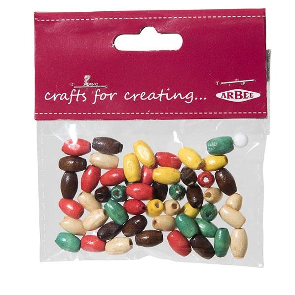 Arbee Wood Beads, Oval 9mm Assorted- 50pc