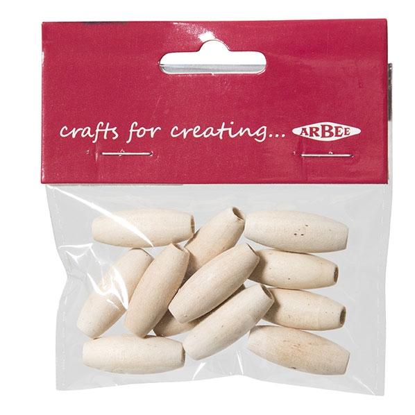 Arbee Wood Beads, Raw 25mm- 12pc