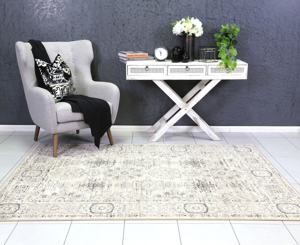 Ario Tapestry Traditional Cream Rug