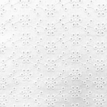 Broderie Anglaise Fabric, White- 130cm