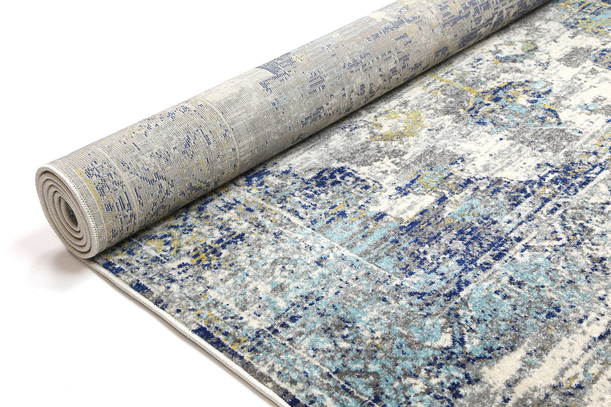 Exquisite Faded Blue and Yellow Rug