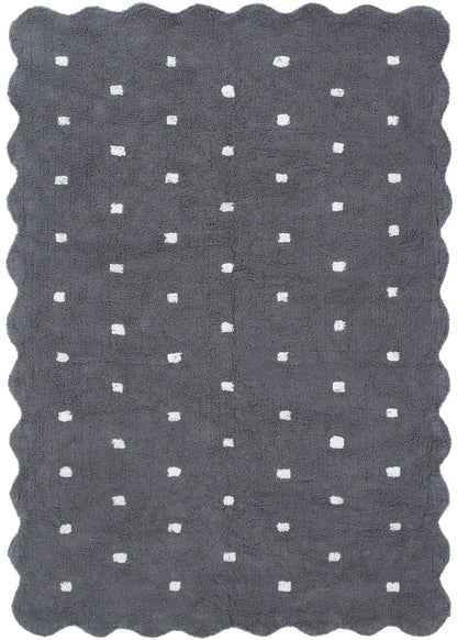 Mellow Rectangle Scalloped Kids Rug Grey: New Arrival