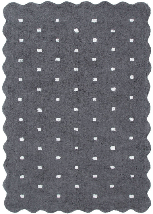 Mellow Rectangle Scalloped Kids Rug Grey: New Arrival