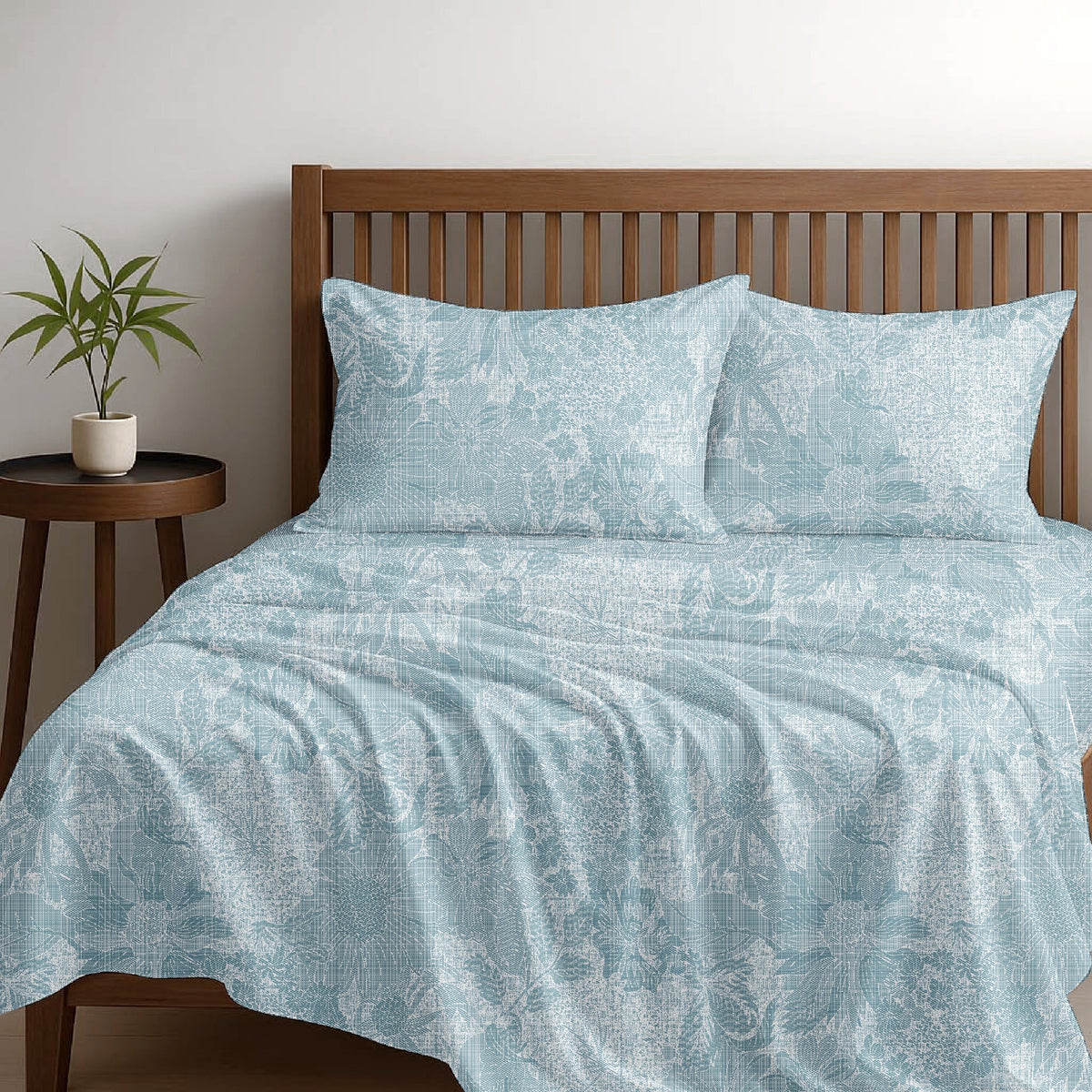 Alaria Printed Cotton Sheet Set, Garden- King Bed