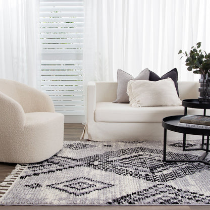 Mansour Aztec Grey Geometric Rug