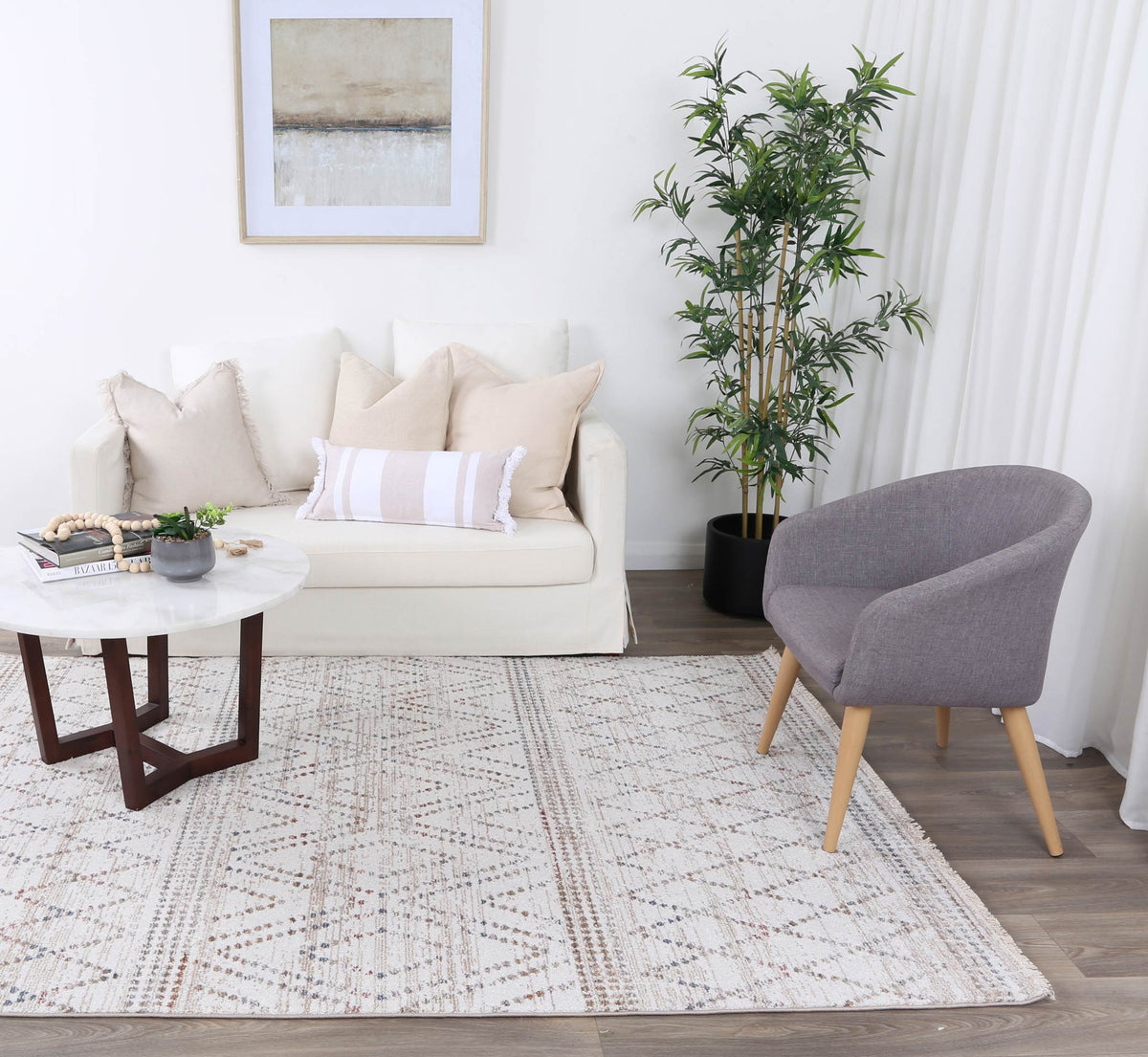 Annapolis Tabriz Beige Geometric Soft Rug