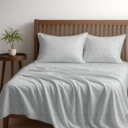 Alaria Printed Cotton Sheet Set, Symmetry- Single Bed